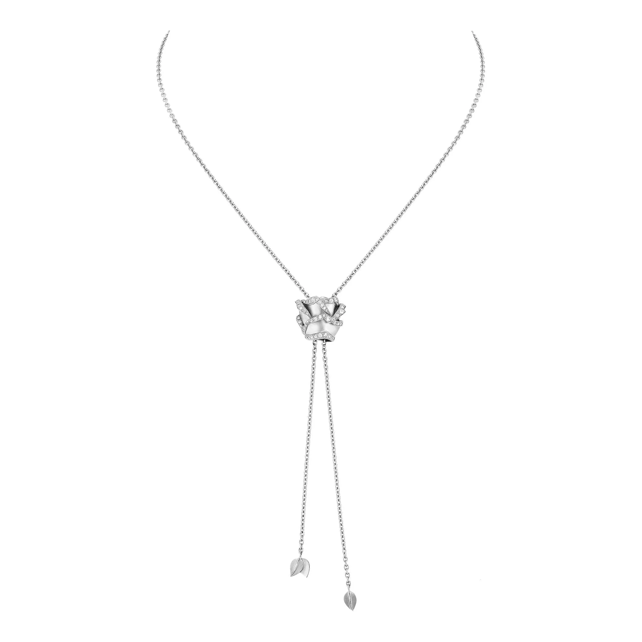 Rose of Hope - Satin White Gold Necklace