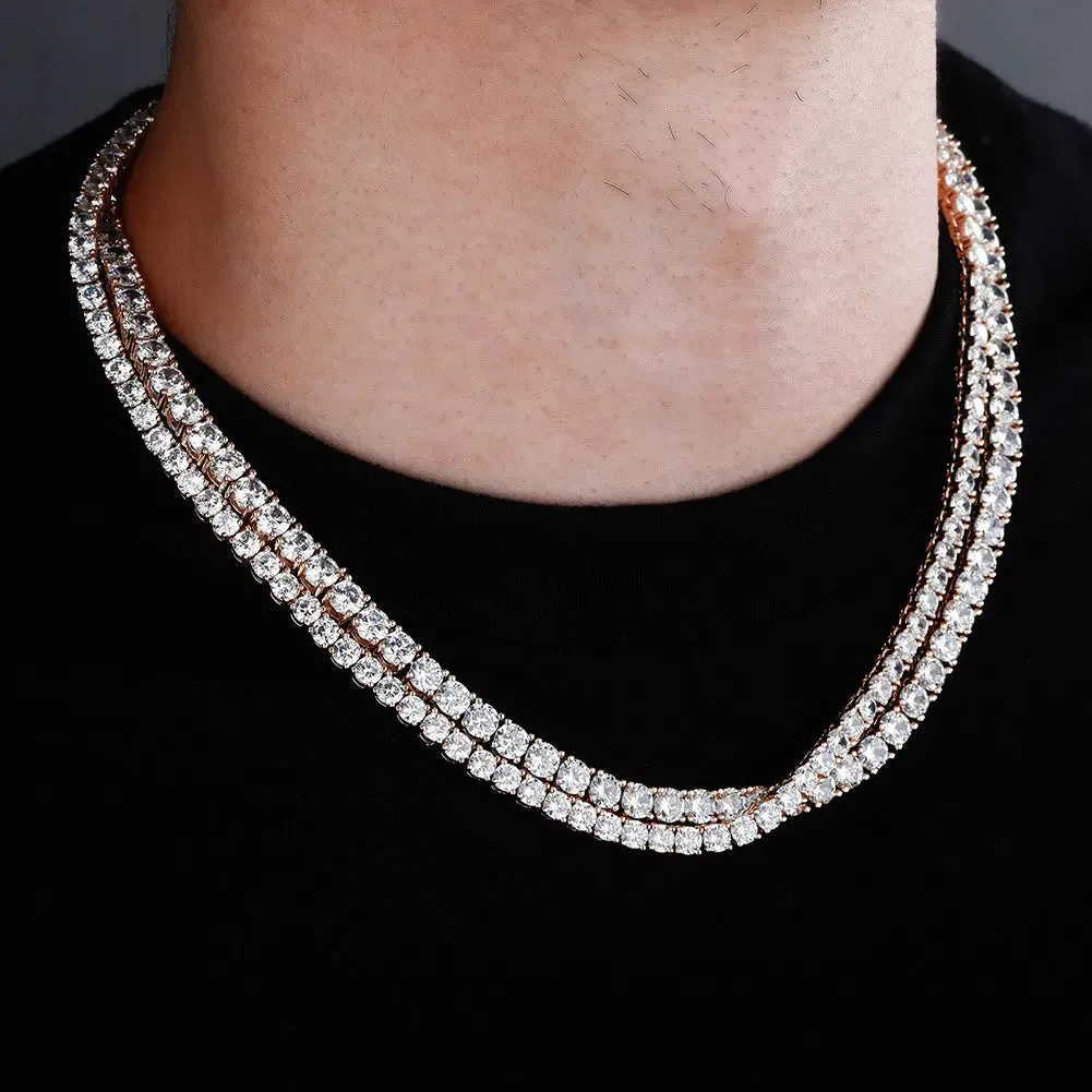 Round Cut Tennis Chain in Rose Gold