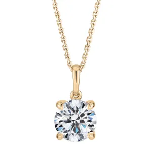 Signature Simulant Diamond 1.50 carat* round brilliant solitaire pendant in 14 carat yellow gold