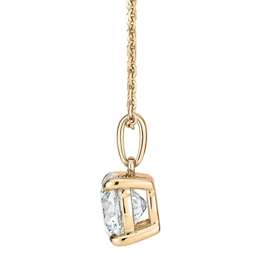 Signature Simulant Diamond 1.50 carat* round brilliant solitaire pendant in 14 carat yellow gold