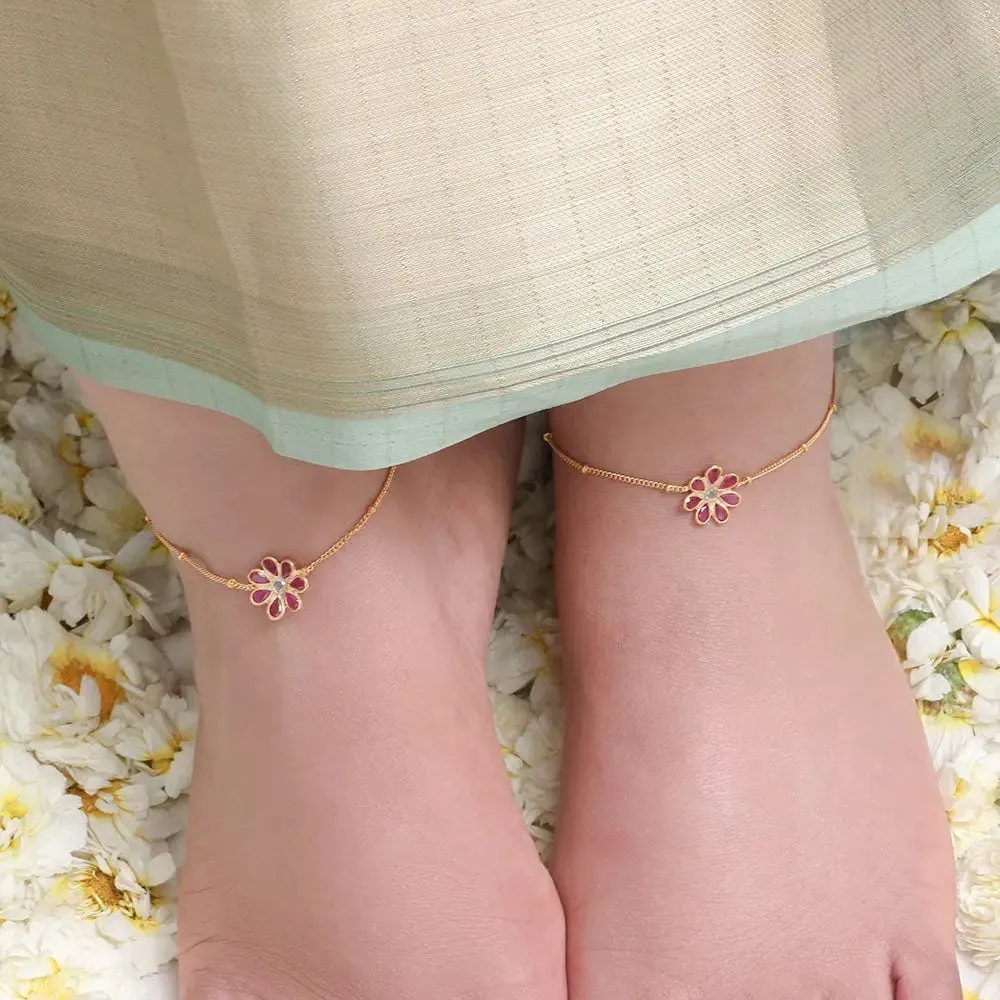 Silver 92.5 Flower Anklet