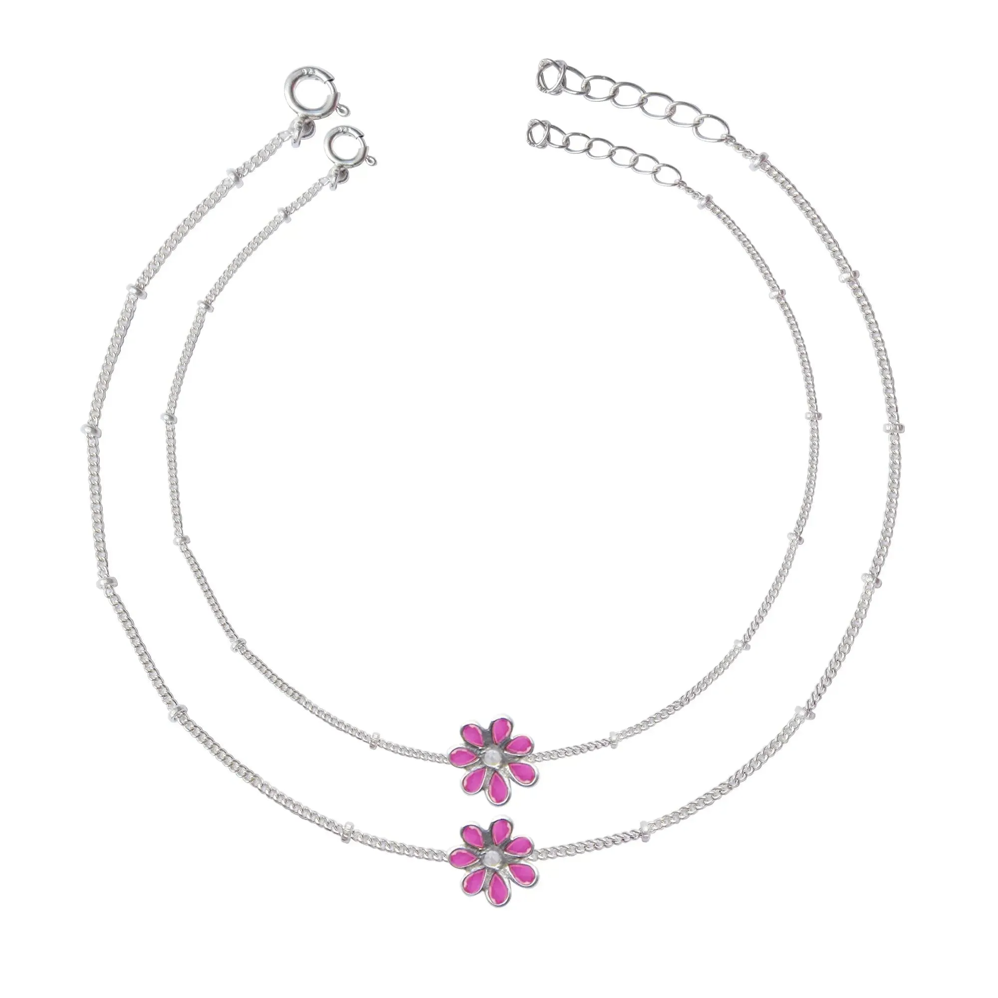 Silver 92.5 Flower Anklet