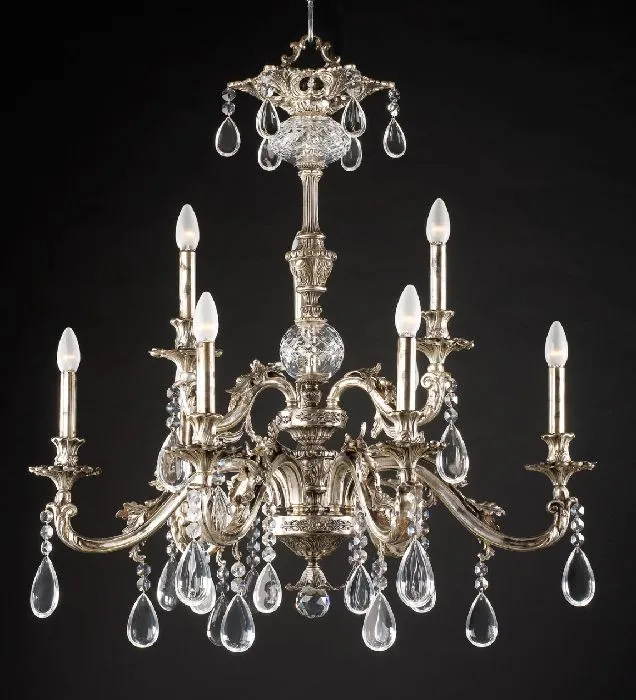 Silver Oxide Chandelier With Bohemian Crystal Pendants