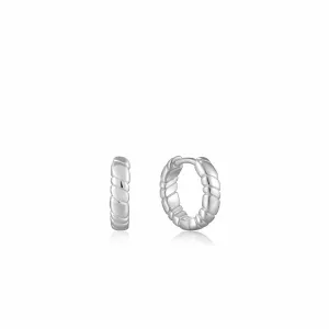 Silver Smooth Twist Huggie Hoop Earrings