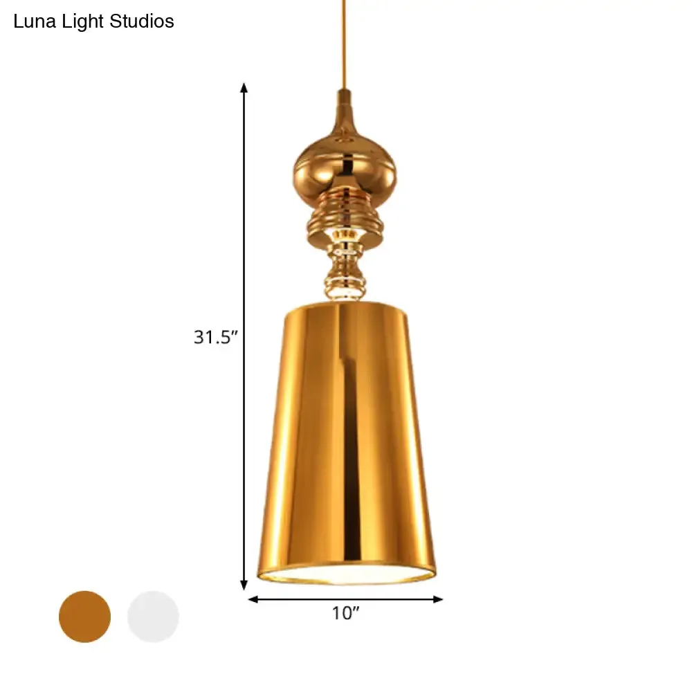 Sleek Metal Cone Pendulum Light with Simplicity Design, Silver/Gold Finish, 6"/8"/10" Wide