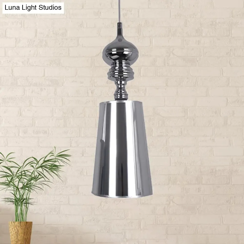 Sleek Metal Cone Pendulum Light with Simplicity Design, Silver/Gold Finish, 6"/8"/10" Wide