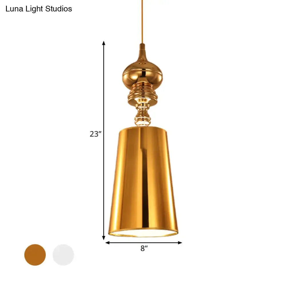 Sleek Metal Cone Pendulum Light with Simplicity Design, Silver/Gold Finish, 6"/8"/10" Wide