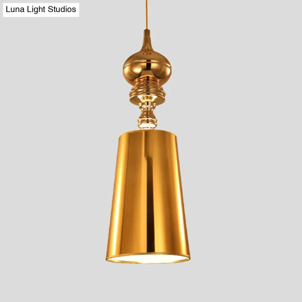 Sleek Metal Cone Pendulum Light with Simplicity Design, Silver/Gold Finish, 6"/8"/10" Wide