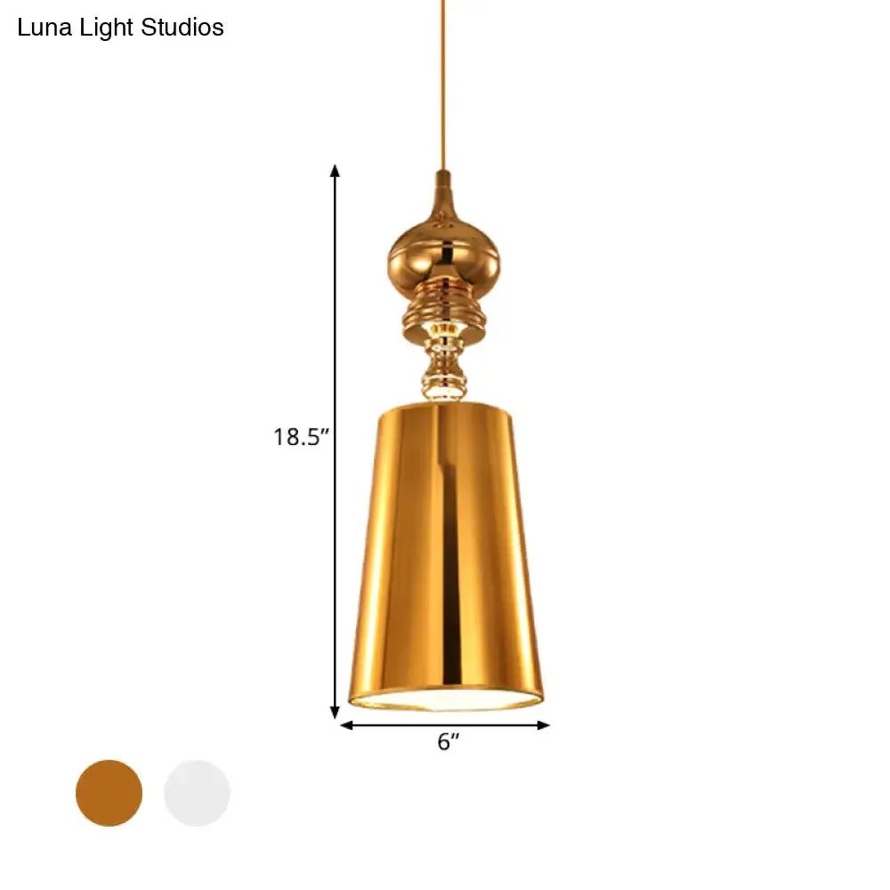 Sleek Metal Cone Pendulum Light with Simplicity Design, Silver/Gold Finish, 6"/8"/10" Wide