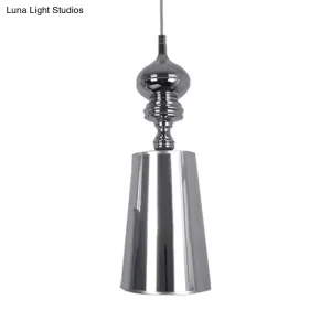 Sleek Metal Cone Pendulum Light with Simplicity Design, Silver/Gold Finish, 6"/8"/10" Wide