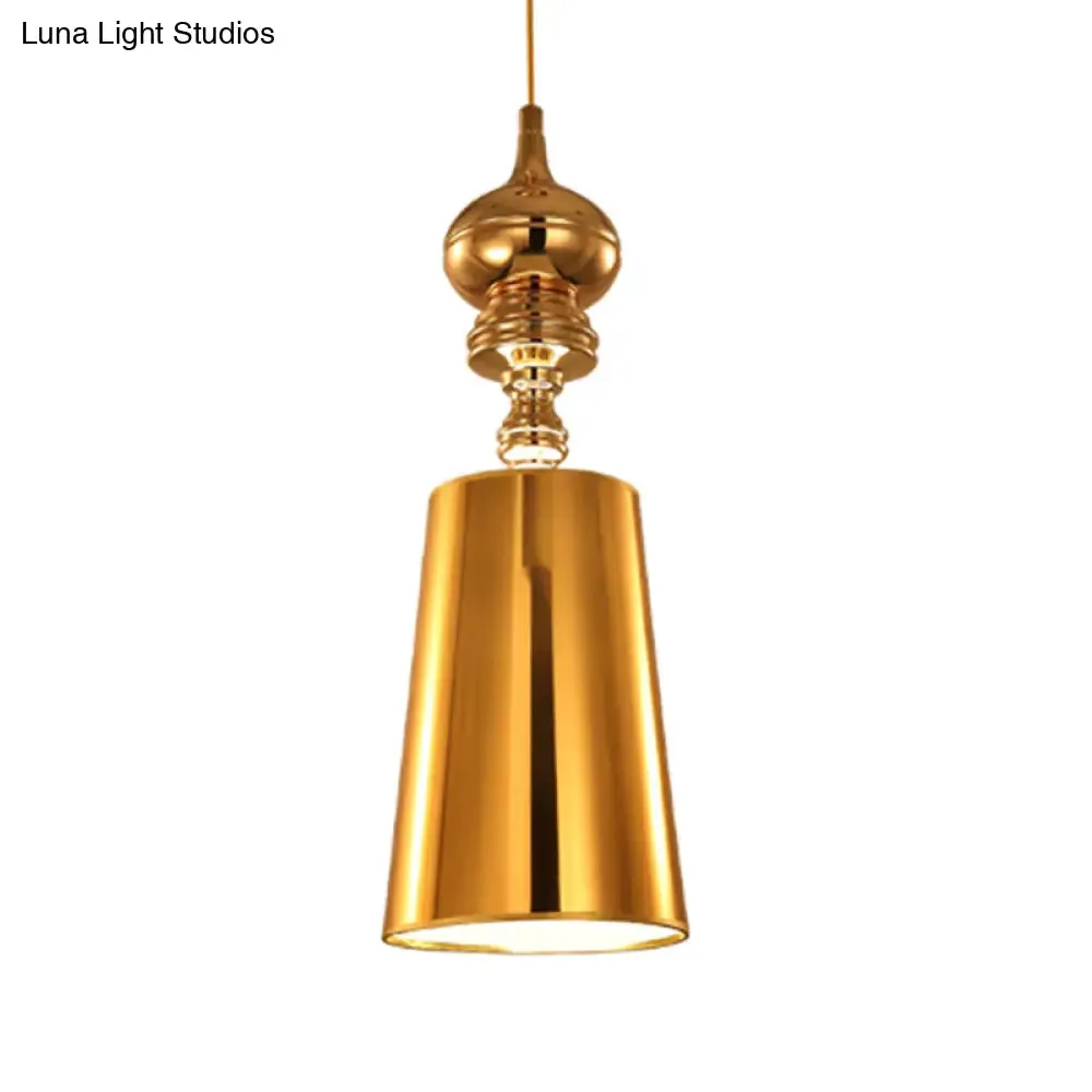 Sleek Metal Cone Pendulum Light with Simplicity Design, Silver/Gold Finish, 6"/8"/10" Wide