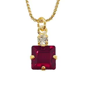 Small Swarovski Crystals Square Pendant With Gold Fittings