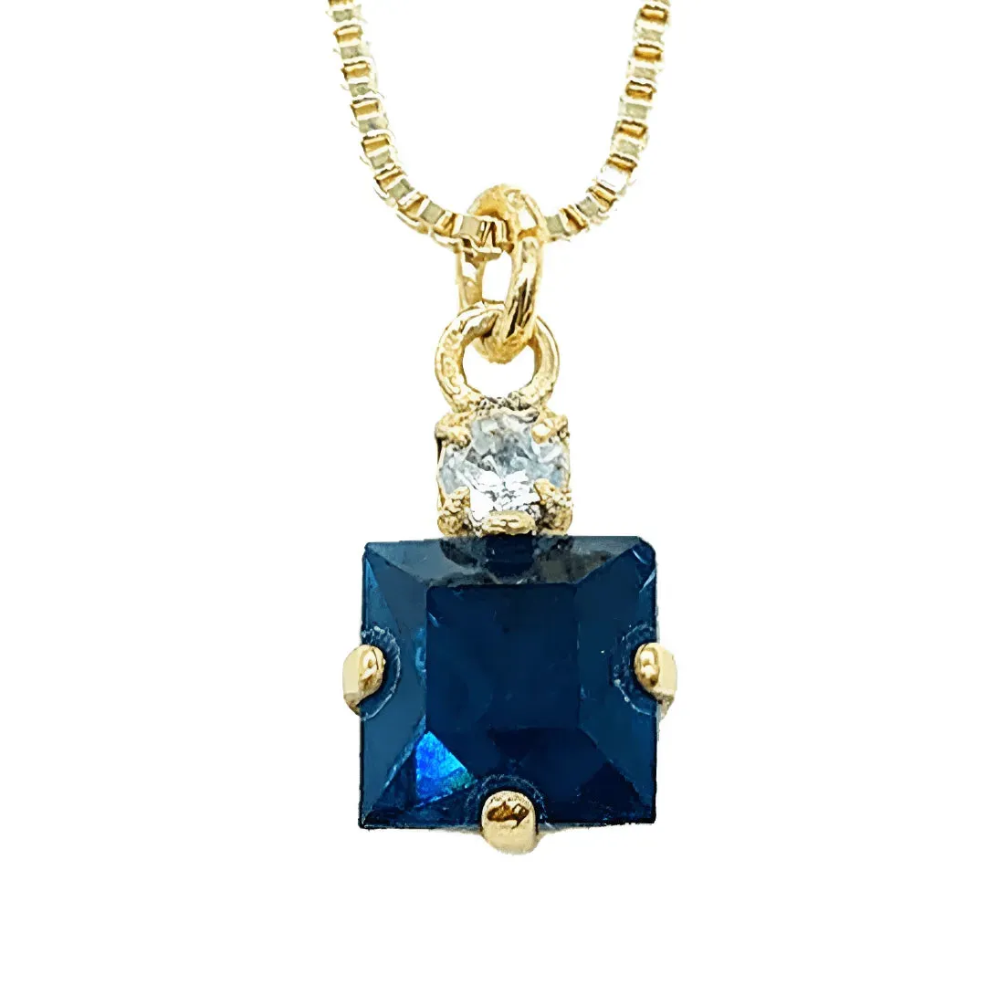 Small Swarovski Crystals Square Pendant With Gold Fittings