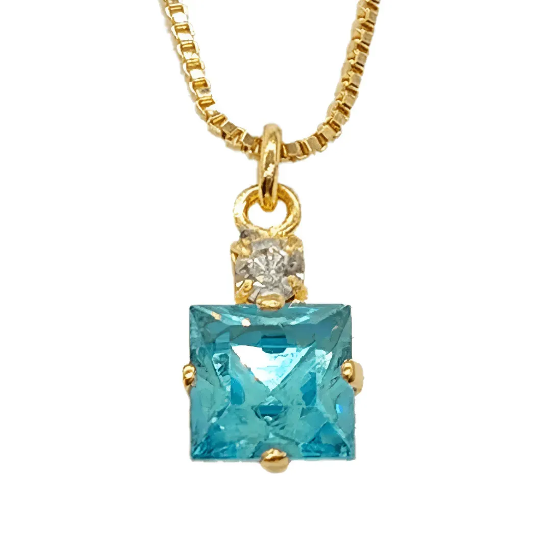 Small Swarovski Crystals Square Pendant With Gold Fittings