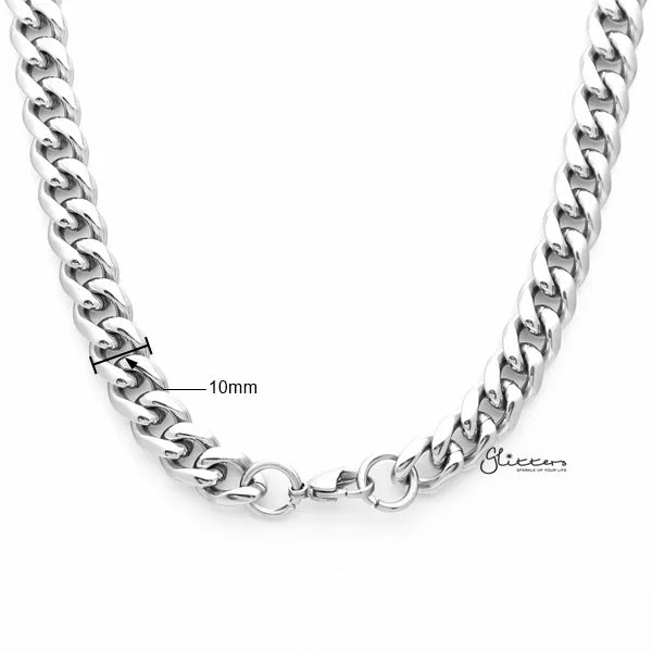 Stainless Steel Miami Cuban Curb Chain Men's Necklace - 10mm width | 61cm length