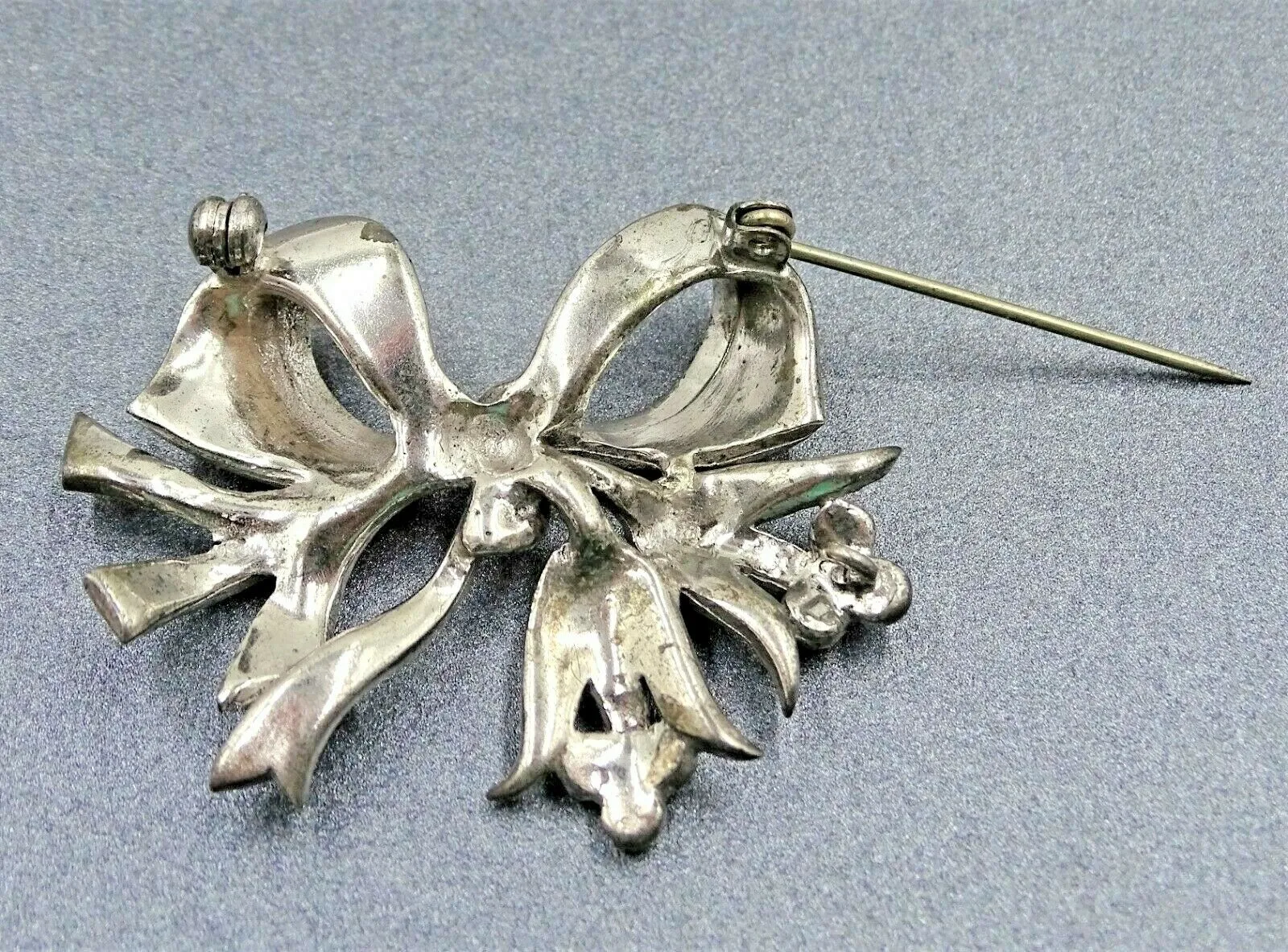 Sterling Silver Marcasite Bow & Bell Flower Brooch