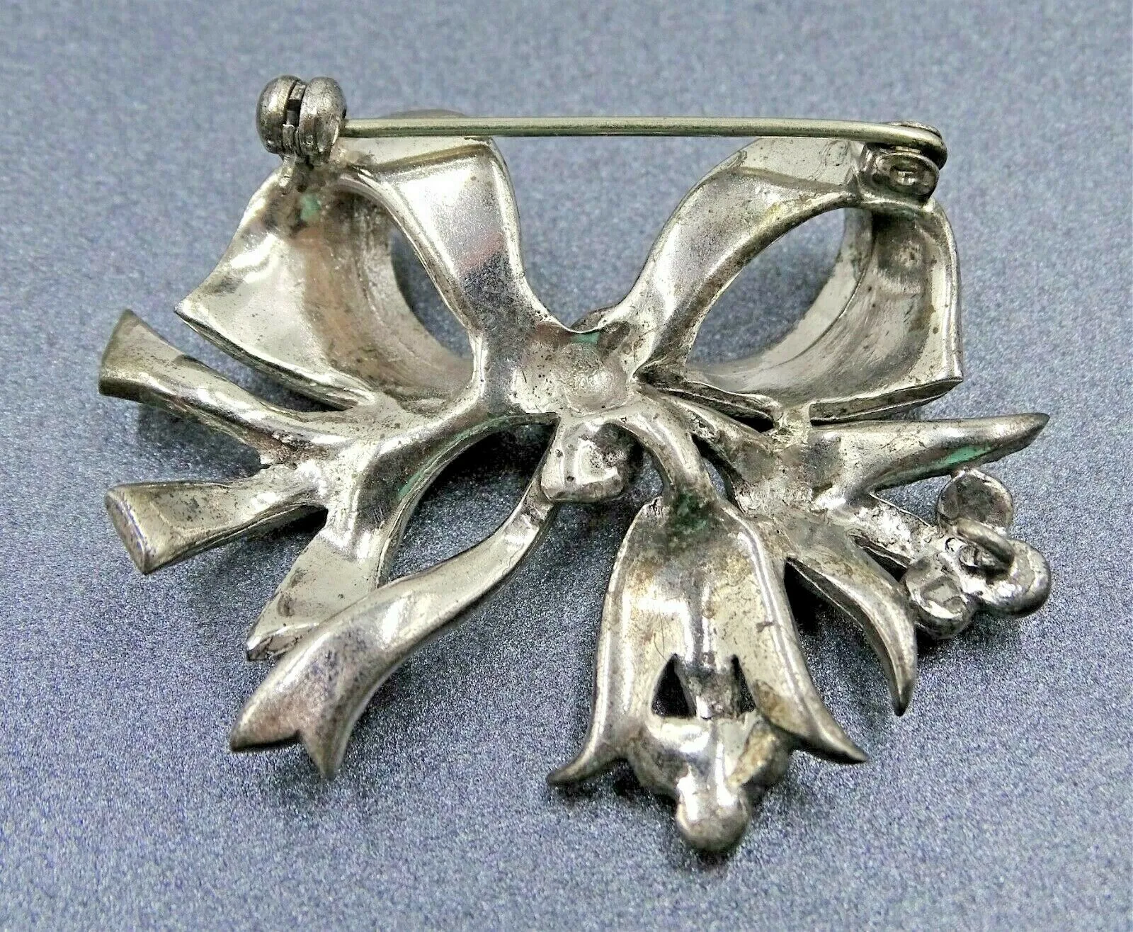 Sterling Silver Marcasite Bow & Bell Flower Brooch