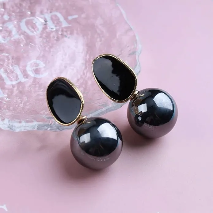 Stylish Black Pearl Earrings: Korean & Western Fusion, Perfect for Parties