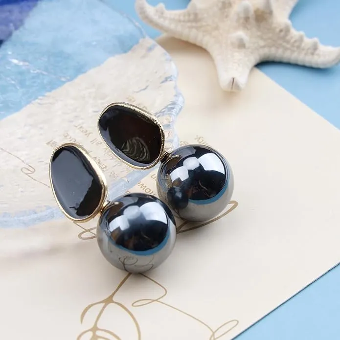 Stylish Black Pearl Earrings: Korean & Western Fusion, Perfect for Parties