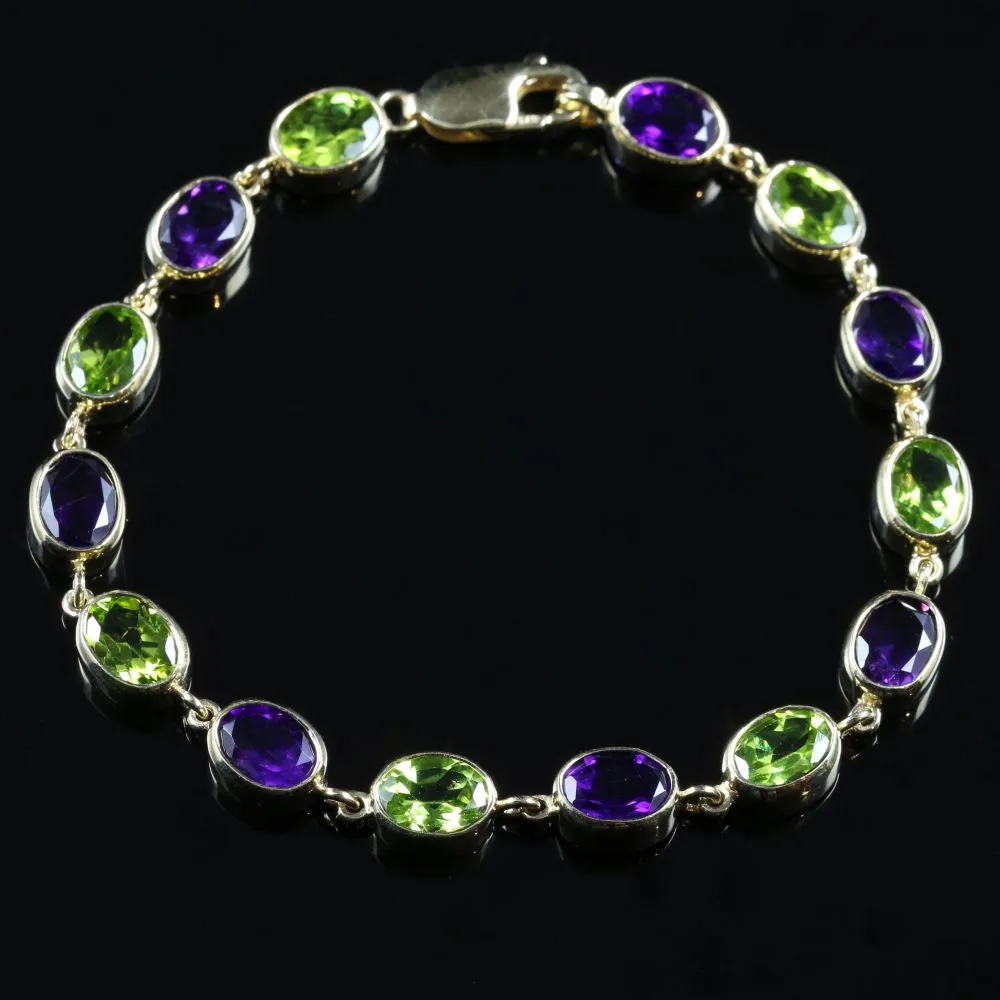 Suffragette Amethyst & Peridot Gold Bracelet