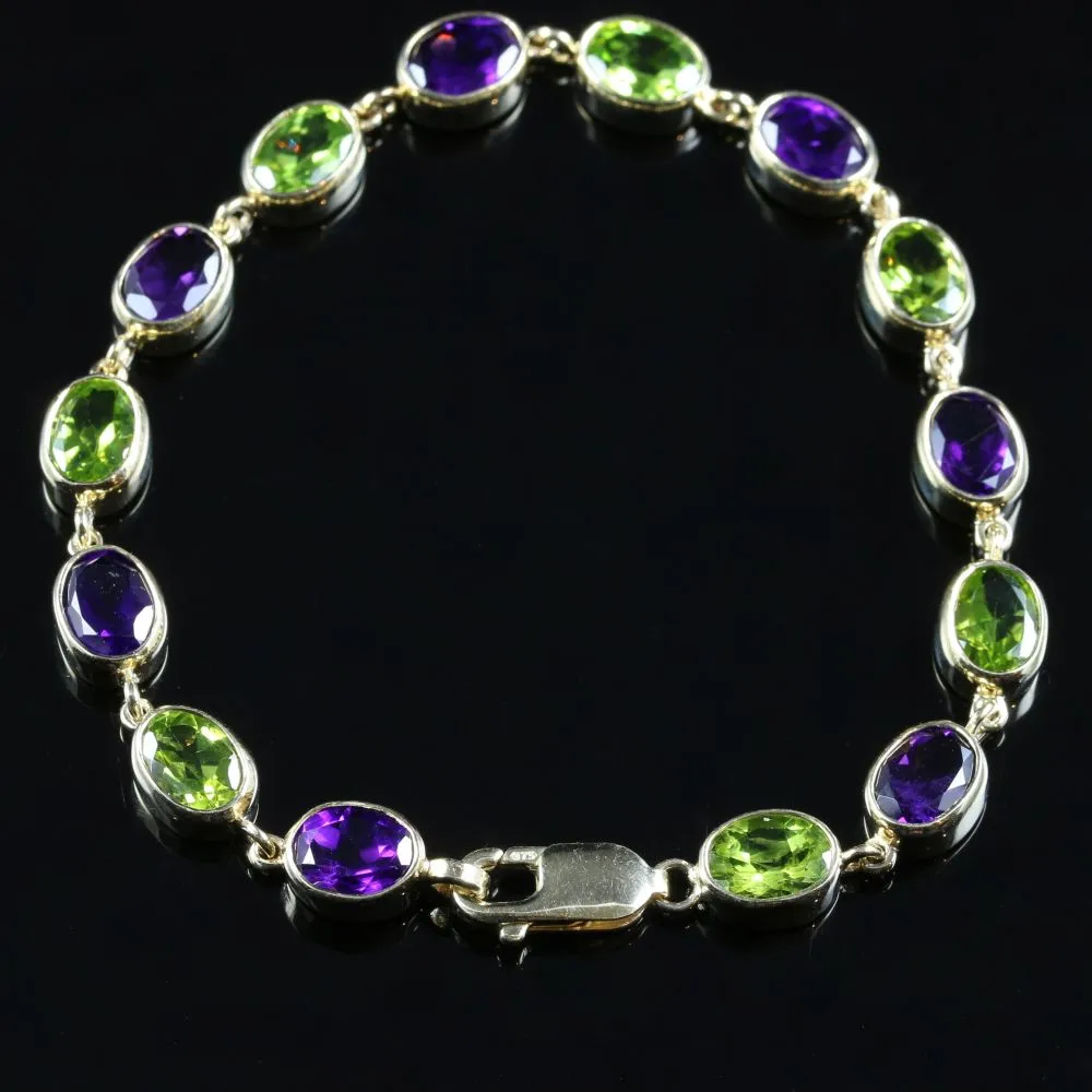 Suffragette Amethyst & Peridot Gold Bracelet