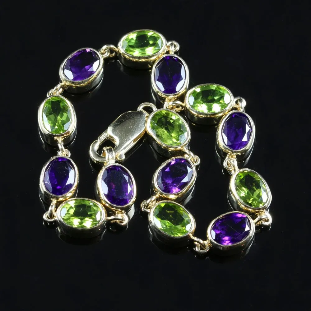 Suffragette Amethyst & Peridot Gold Bracelet