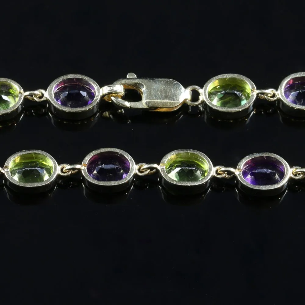 Suffragette Amethyst & Peridot Gold Bracelet