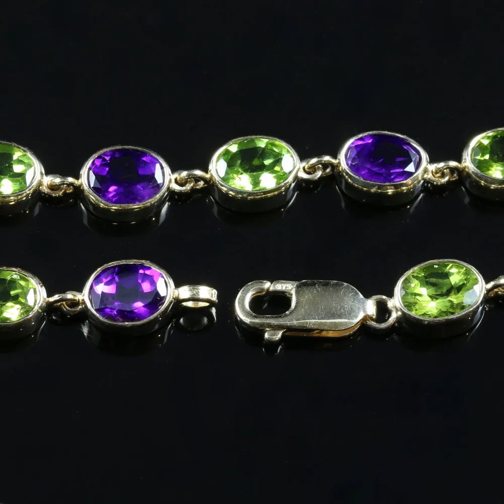 Suffragette Amethyst & Peridot Gold Bracelet