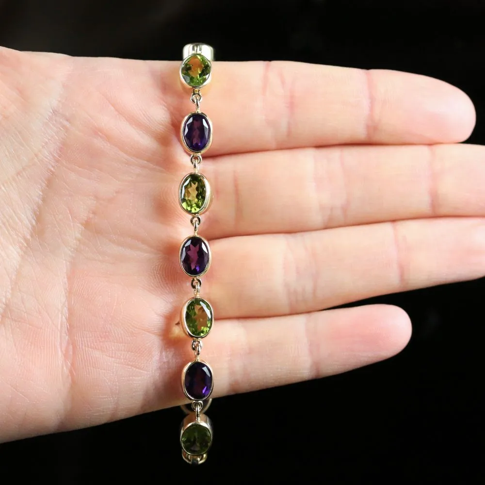 Suffragette Amethyst & Peridot Gold Bracelet