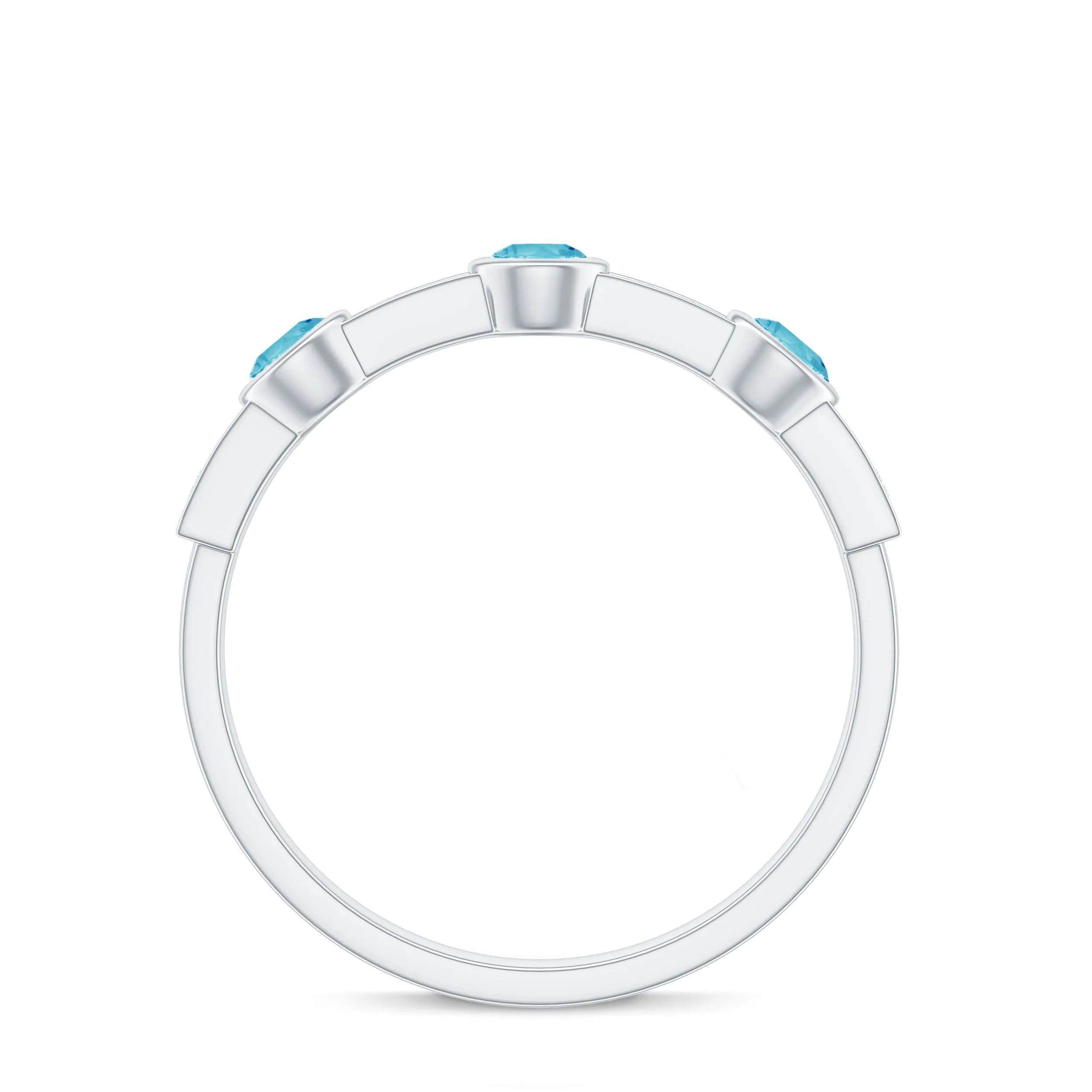 Swiss Blue Topaz Minimal Half Eternity Ring with Diamond