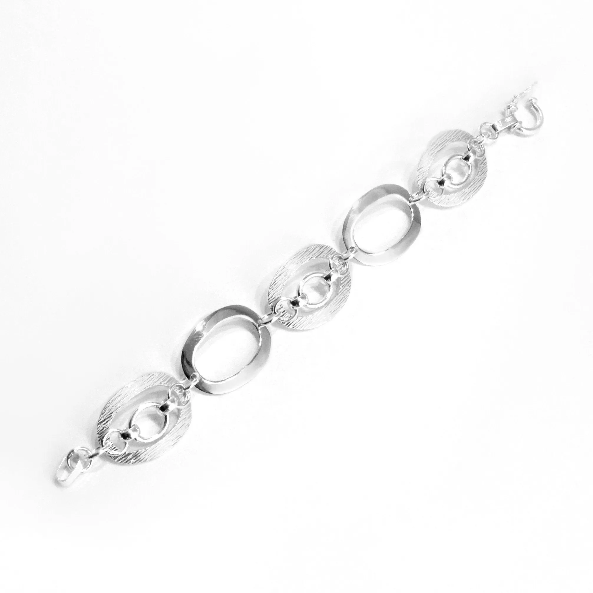 Textured Oval  Sterling Silver Bracelet