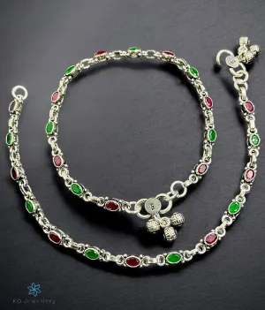 The Aakriti Silver Gemstone Anklets