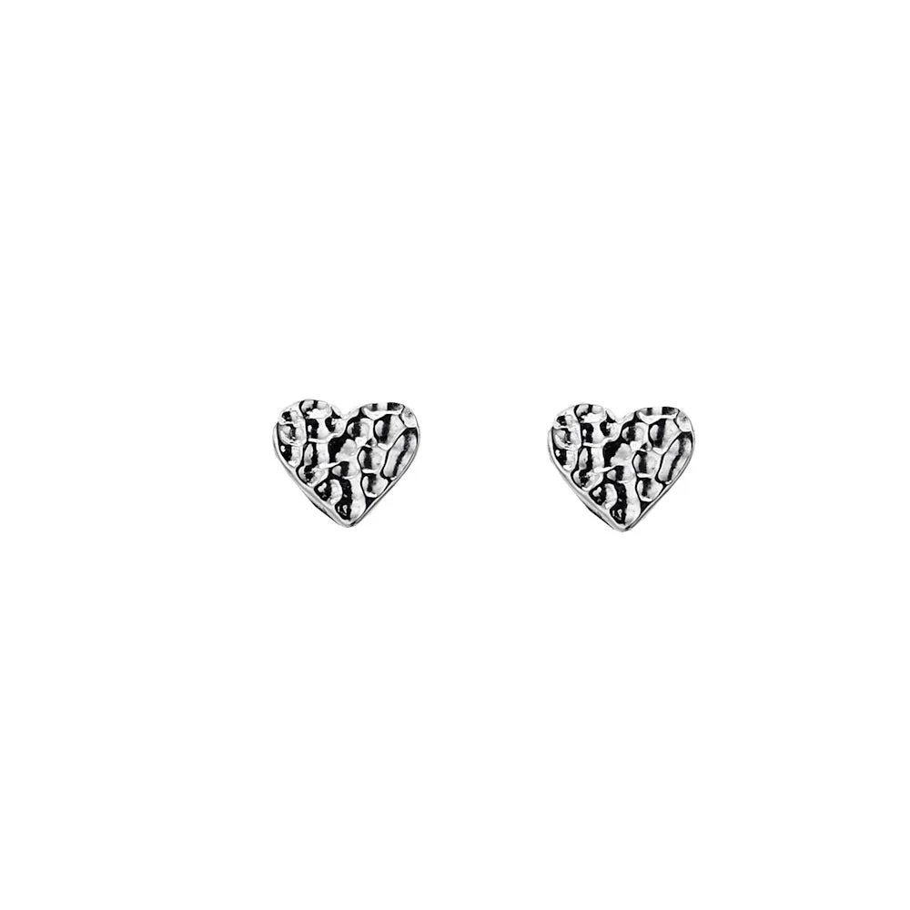 Tiny Hammered Heart Studs