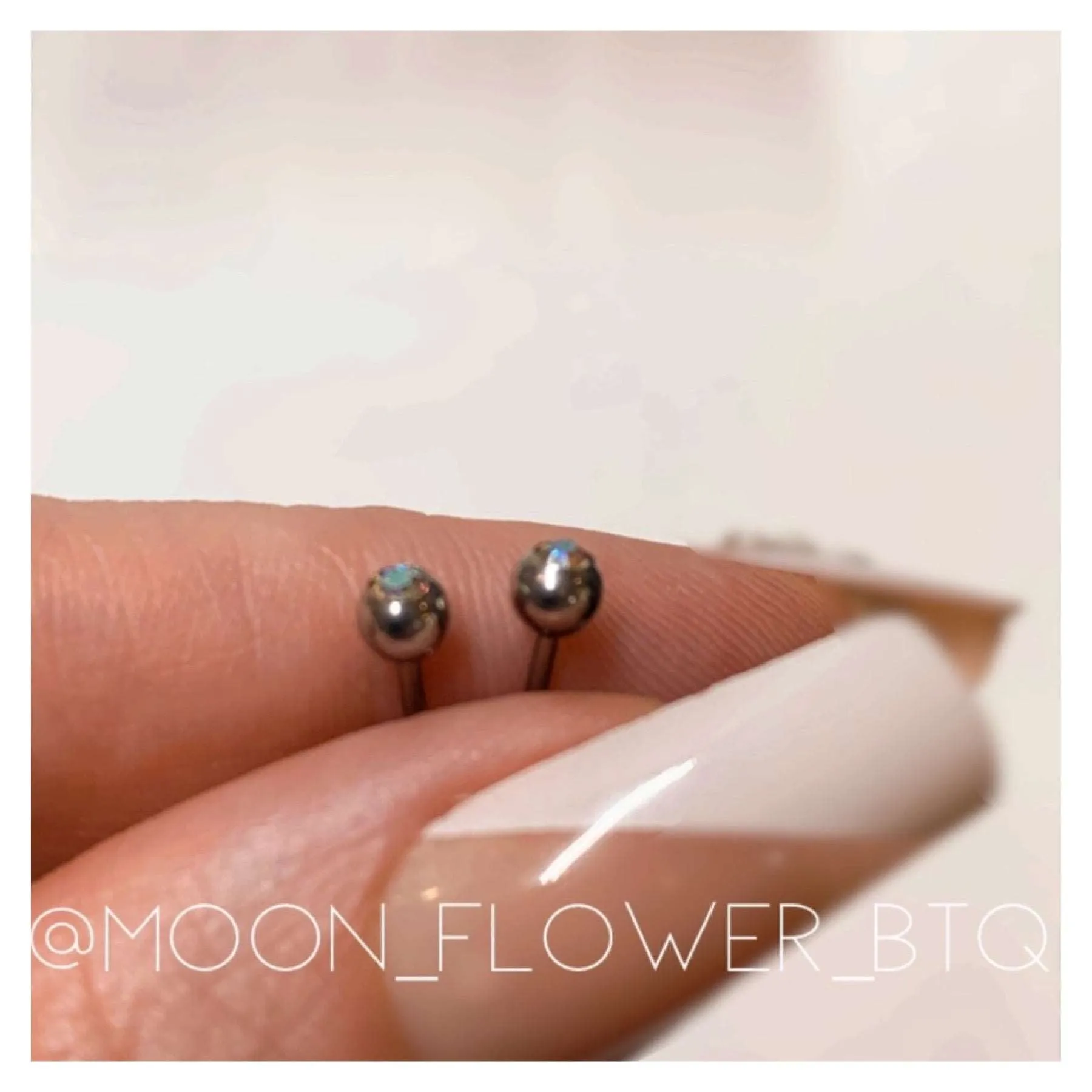 Tiny Iridescent CZ Barbell Earrings