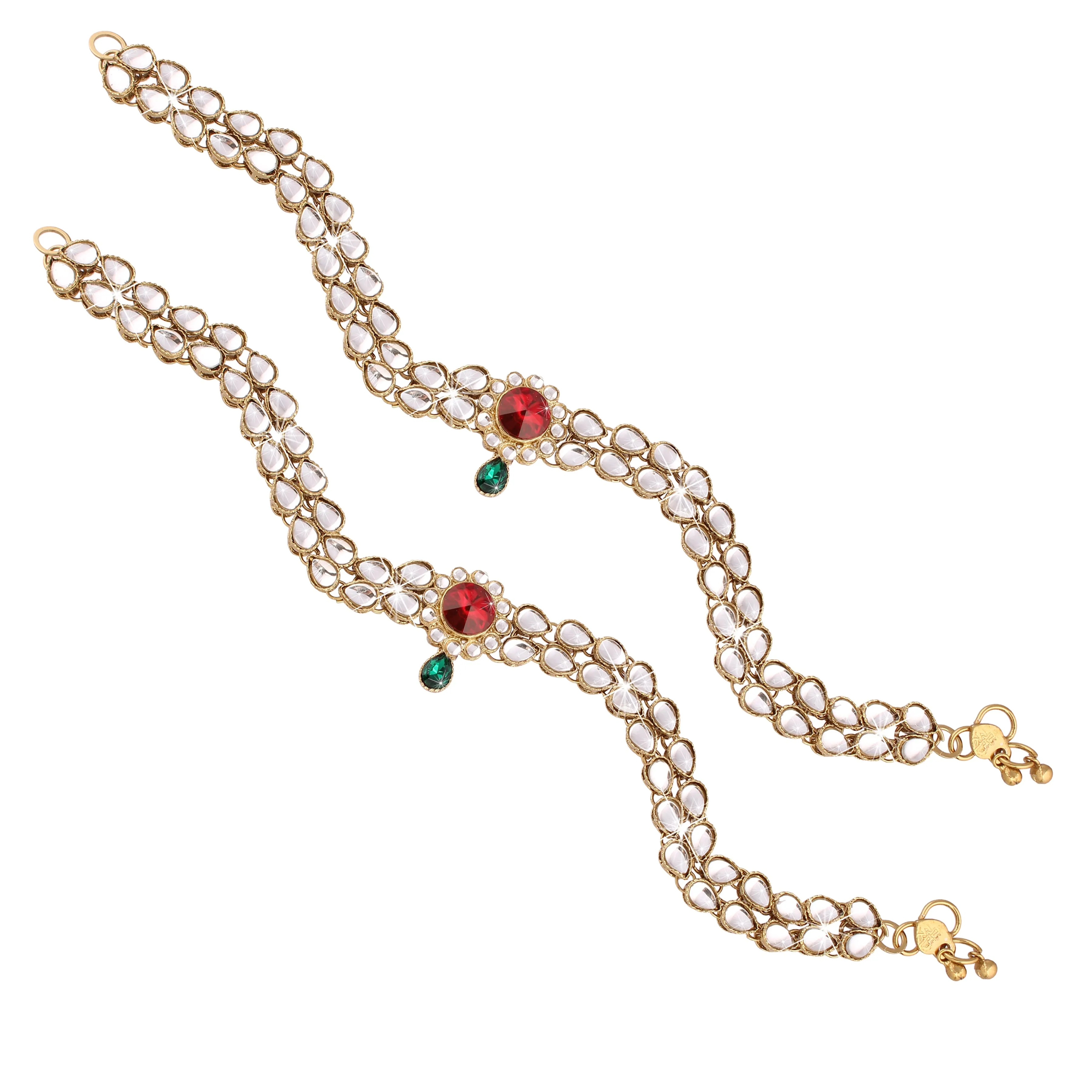 Traditional Gold Plated Kundan Payal Anklets Jewellery for Women & Girls