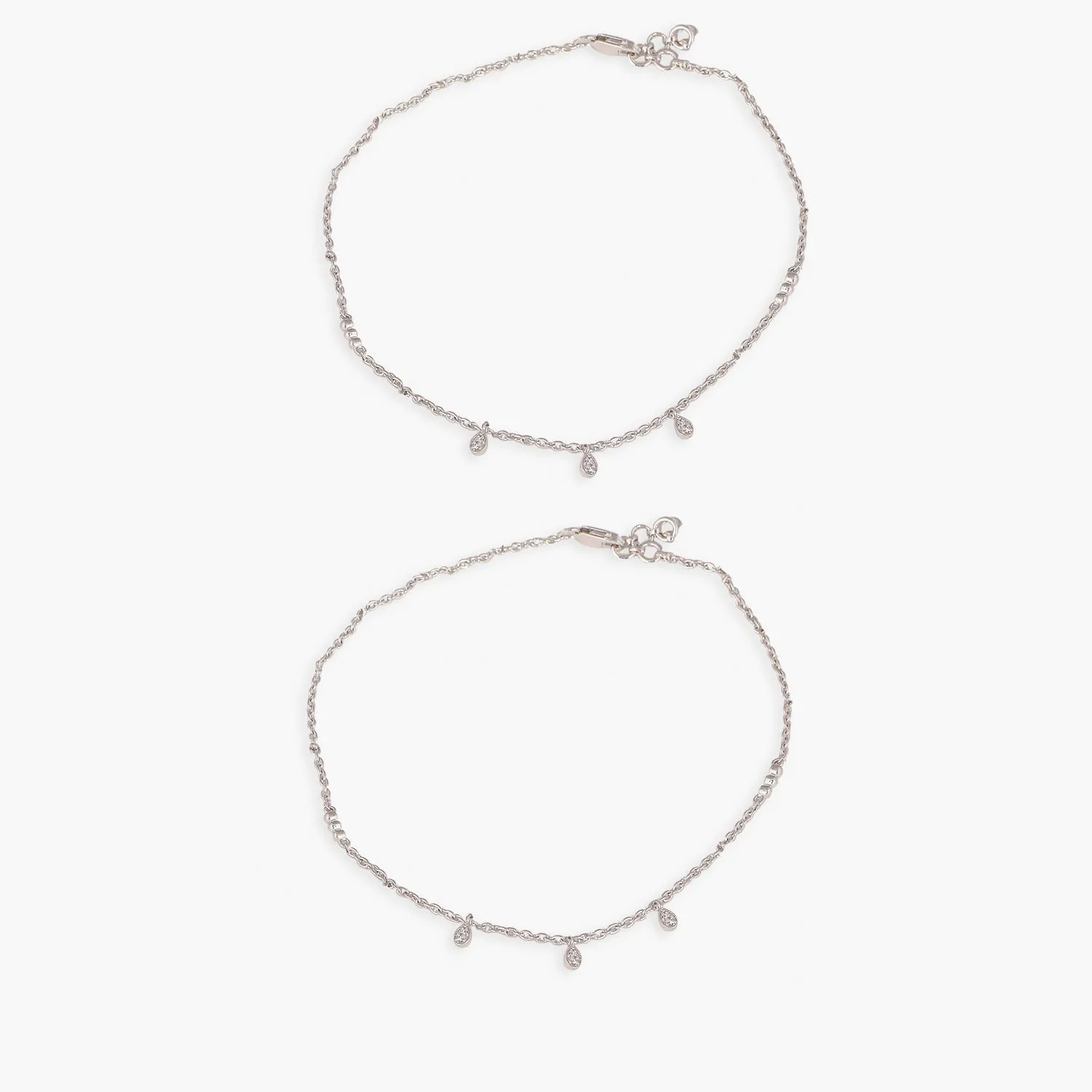 Tulir Demure CZ Silver Anklets