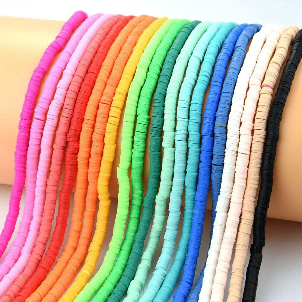 US 10 Strands 6mm Heishi Beads Clay Disc Flat Vinyl Chip Spacer Bead Jewelry DIY