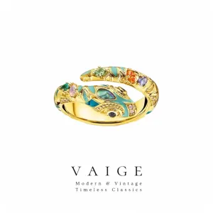 VAIGE Elegant 18K Gold-Plated Snake Ring with Dazzling Zircon