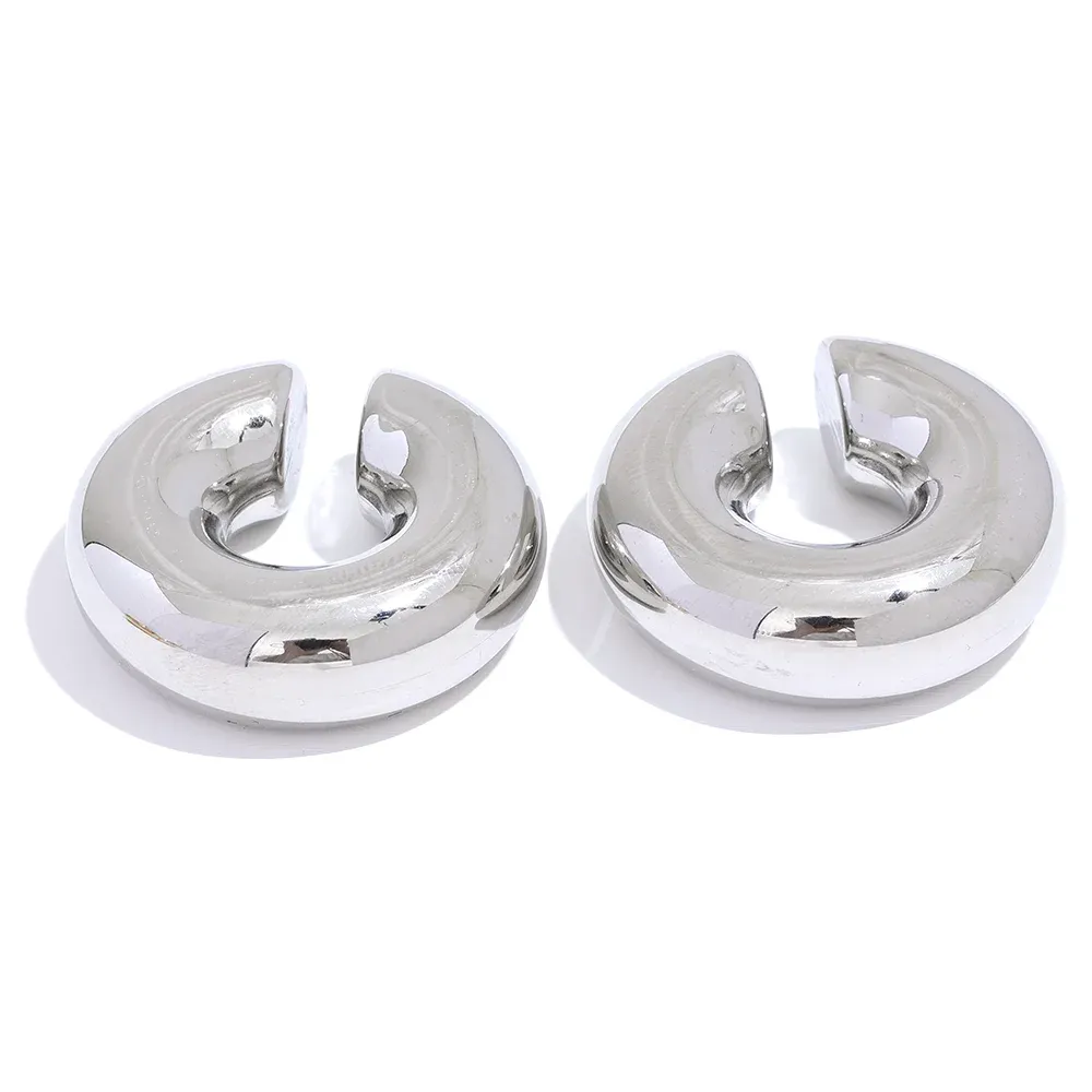 VAIGE Stylish Stainless Steel Chunky Clip-on Earrings - Waterproof Cuff Non-Pierced Cartilage Jewelry