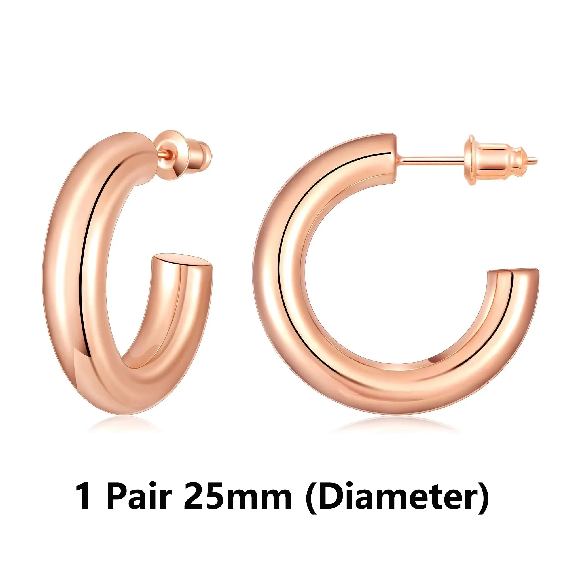 Vonmoos Hoop Earrings for Women Cute 14K Real Gold Plated Copper Hoop With 925 Sterling Silver Post New Modern Jewelry For Women