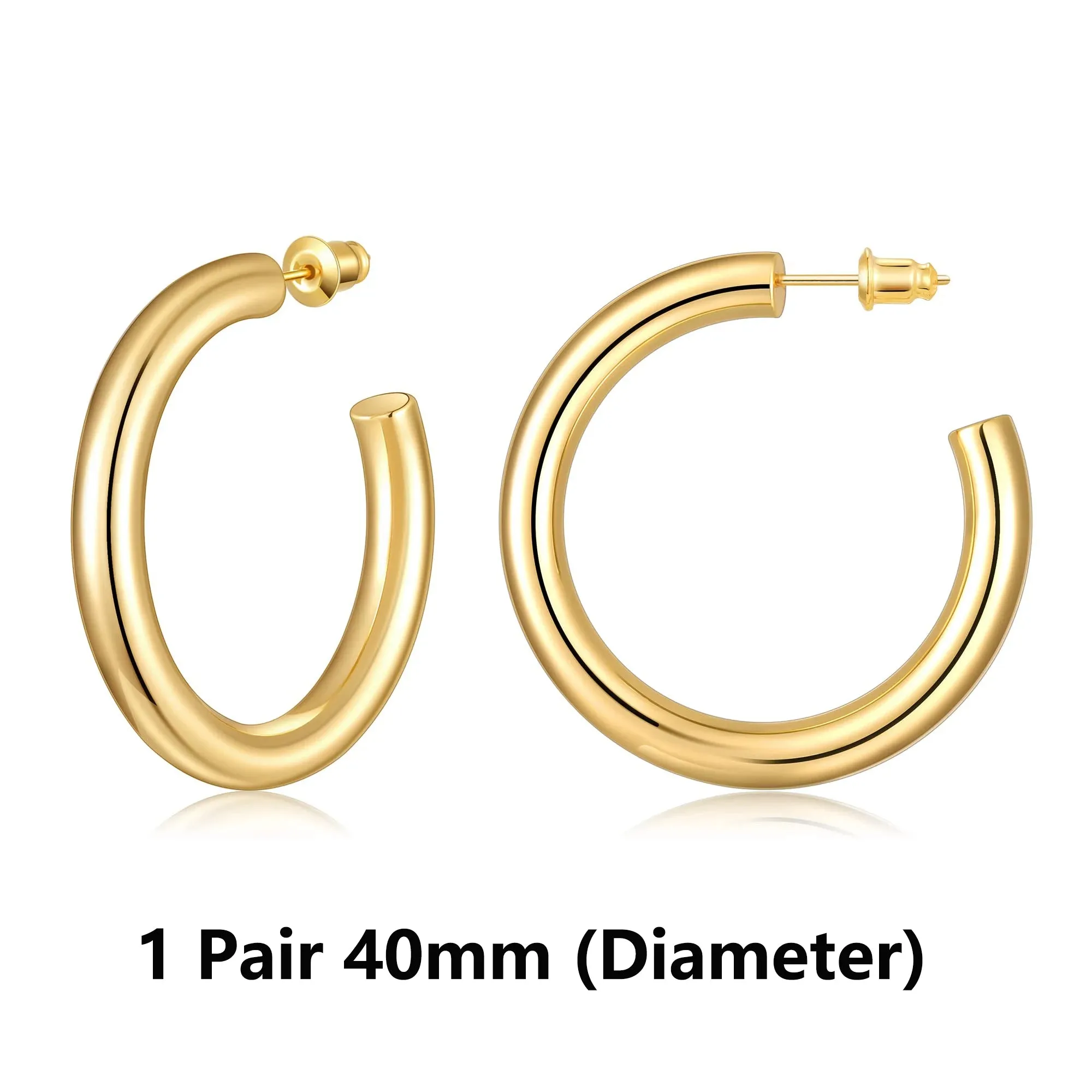 Vonmoos Hoop Earrings for Women Cute 14K Real Gold Plated Copper Hoop With 925 Sterling Silver Post New Modern Jewelry For Women