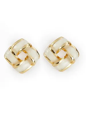 White Color Square Earrings Classic and stylish design