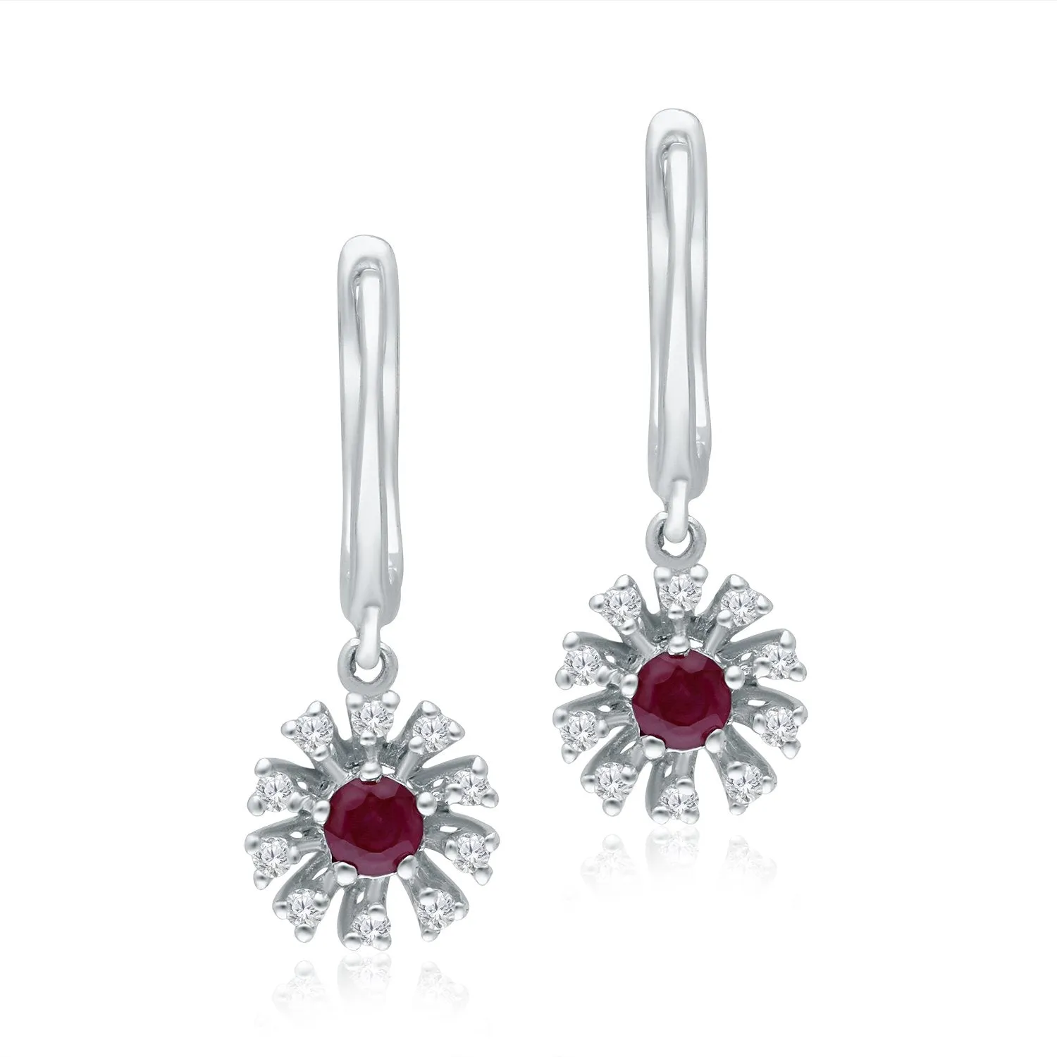 White Gold Ruby & Diamond Heirloom Earrings