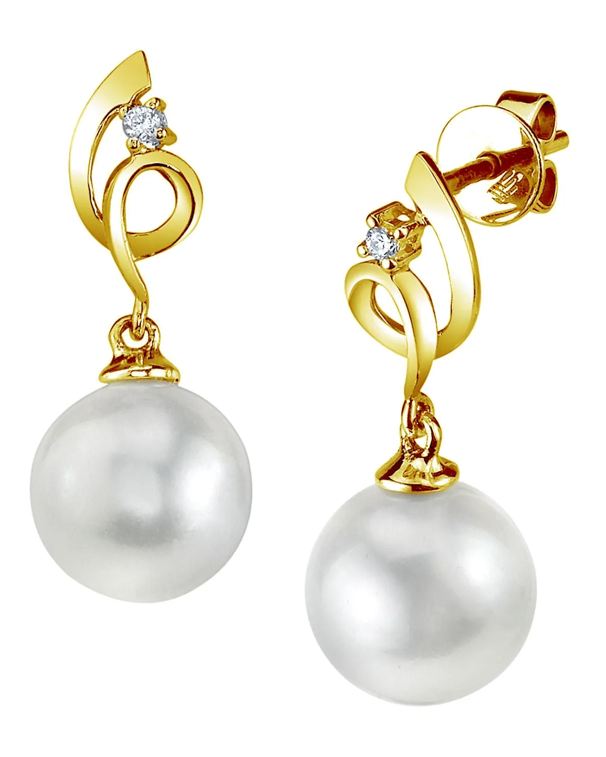 White South Sea Pearl & Diamond Pirouette Earrings