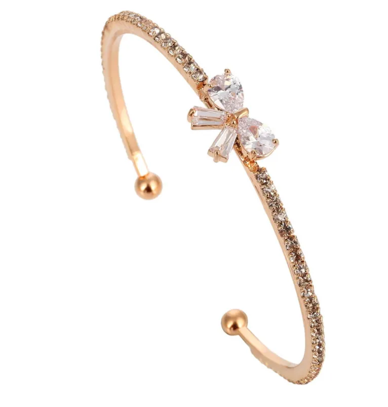 Women Gold Plated Butterfly/Bowknot Design Cuff Bracelet