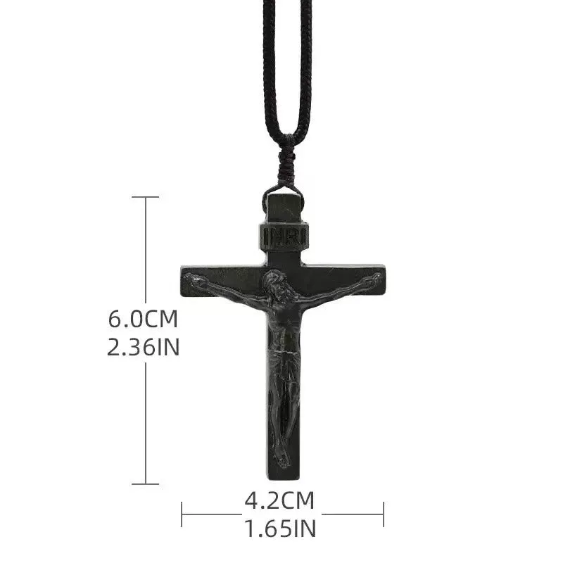 wooden cross necklace INRI