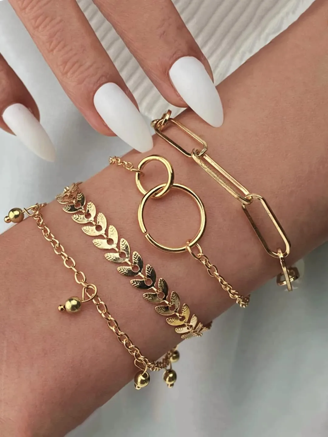 Yellow Chimes Combo Bracelets for Women 4 Pcs Chain & Links Gold Plated Multi Layered Bracelet Set for Women and Girls