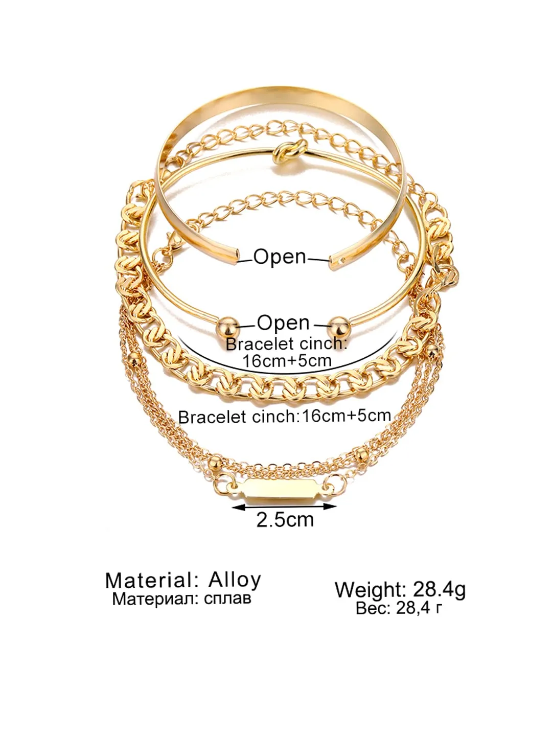 Yellow Chimes Combo Bracelets for Women 5 Pcs Gold Plated Combo Multilayered Chain Bracelet Set For Women and Girls