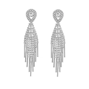 Yellow Chimes Danglers Earrings for Women White Crystal Silver Plated Danglers Earrings for Women and Girls