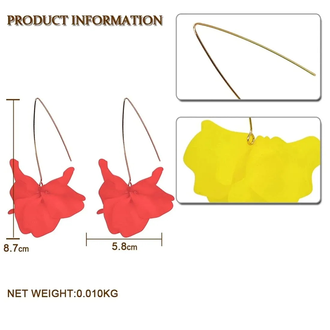 Yellow Chimes Earrings for Women Combo of 2 Pairs Gold Plated Yellow Red Colour Floral Drop Earrings for Women and Girls